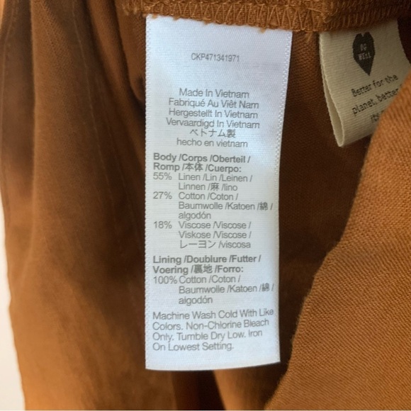 Madewell womens puff sleeve midi dress warm coffee brown linen blend 4 NEW - Picture 7 of 10